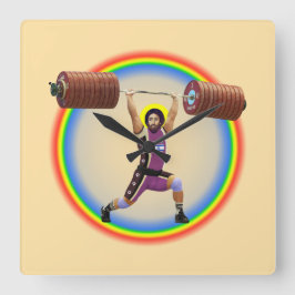 Relógio Quadrado Jesus Cristo fazendo a limpeza e o Jerk