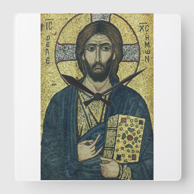 Relógio Quadrado Jesus Cristo Pantocrator (Frente)