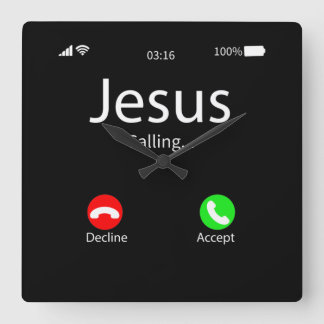 Relógio Quadrado Jesus Está Chamando Cristão