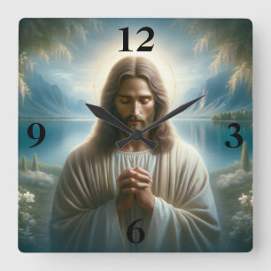 Relógio Quadrado Jesus Rezando