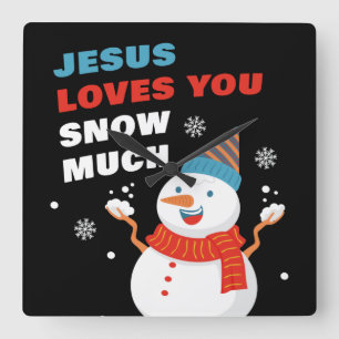 Relógio Quadrado Jesus Te Ama Neve Muito Natal Cristão