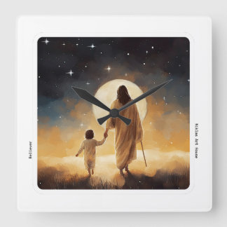 Relógio Quadrado Jesus Watch, Bible, Wall Clock, Christianity