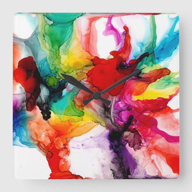 Relógio Quadrado Jeweltone Prism - Watercolor (Frente)