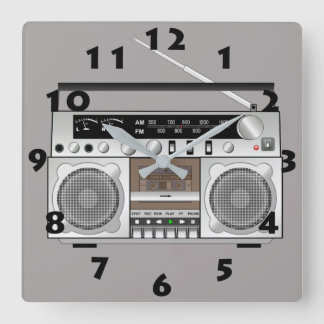 Relógio Quadrado JOGADOR DE FITA DE RÁDIO CLÁSSICO DE anos 80 DE VI