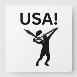 Relógio Quadrado Jogador de tênis dos EUA usando ponto como bola