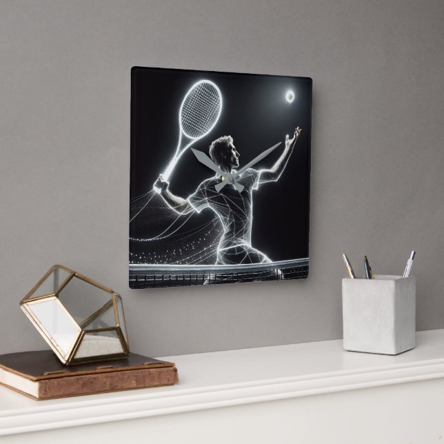 Relógio Quadrado Jogador Neon Tênis (Escritório)