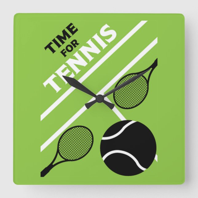 Relógio Quadrado Jogadores de Tênis de lançamento (Frente)