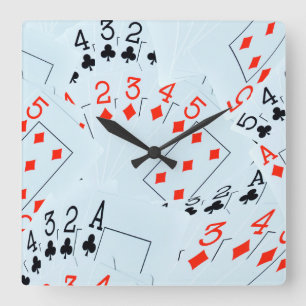 Relógio Quadrado Jogando Cartões Ace A Cinco,