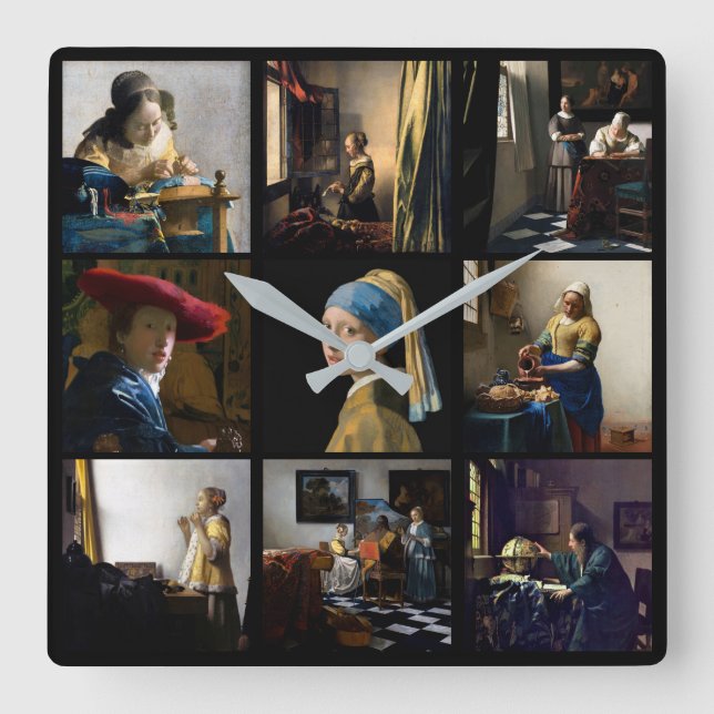 Relógio Quadrado Johannes Vermeer - Grelha de Mastercastas (Frente)