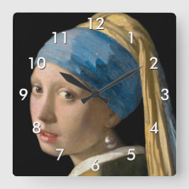 Relógio Quadrado Johannes Vermeer - Rapariga com um Ouriço de Pérol