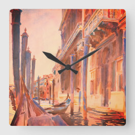 Relógio Quadrado John Singer Sargent Gondola Moorings Veneice