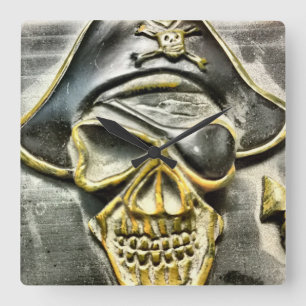 Relógio Quadrado Jolly Roger Pirate Treasure Chest