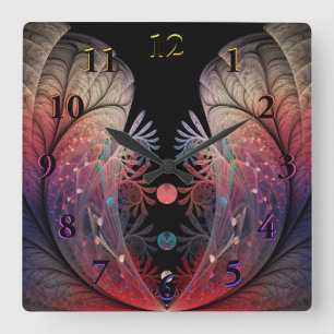 Relógio Quadrado Jonglage Abstrato Modern Fantasy Fractal Art