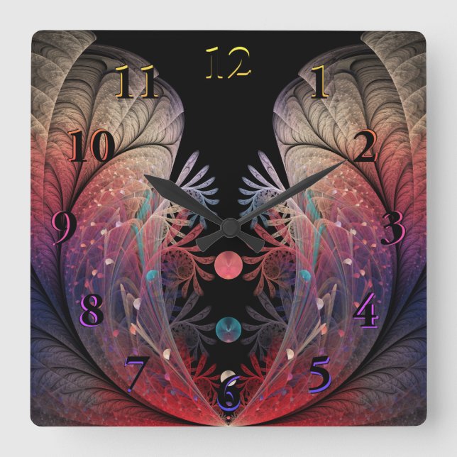 Relógio Quadrado Jonglage Abstrato Modern Fantasy Fractal Art (Frente)