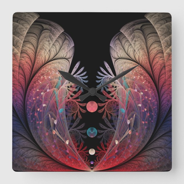 Relógio Quadrado Jonglage Abstrato Modern Fantasy Fractal Art (Frente)