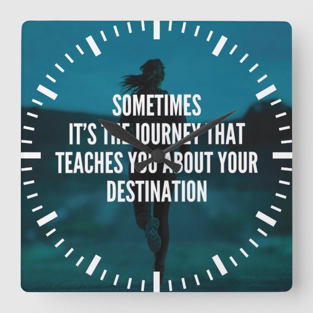 Relógio Quadrado Jornada malhação - Motivação de Workout Feminina" (Frente)