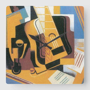 Relógio Quadrado Juan Gris - Fotografia da Guitarra Arte Abstrato