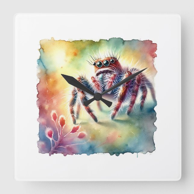 Relógio Quadrado Jumping Spider 170624AREF114 - Watercolor (Frente)