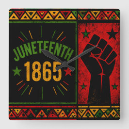 Relógio Quadrado Juneteenth 1865 Punho Erguido
