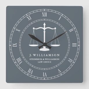 Relógio Quadrado Justiça escala o cinza de ardósia conhecido feito