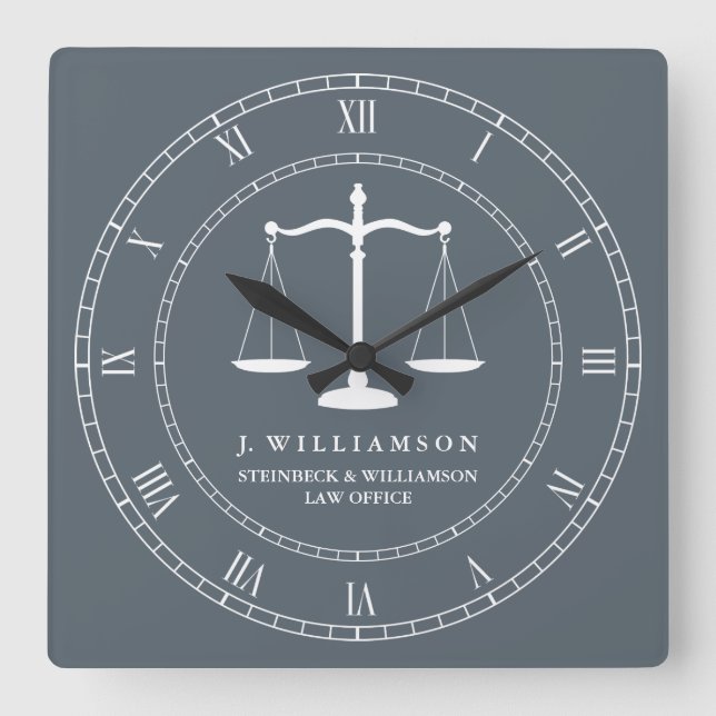 Relógio Quadrado Justiça escala o cinza de ardósia conhecido feito (Frente)