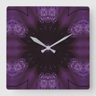Relógio Quadrado Kaleidoscope Design Chic Elegante brilhante Roxo