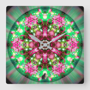 Relógio Quadrado Kaleidoscópio Estelar Luminoso