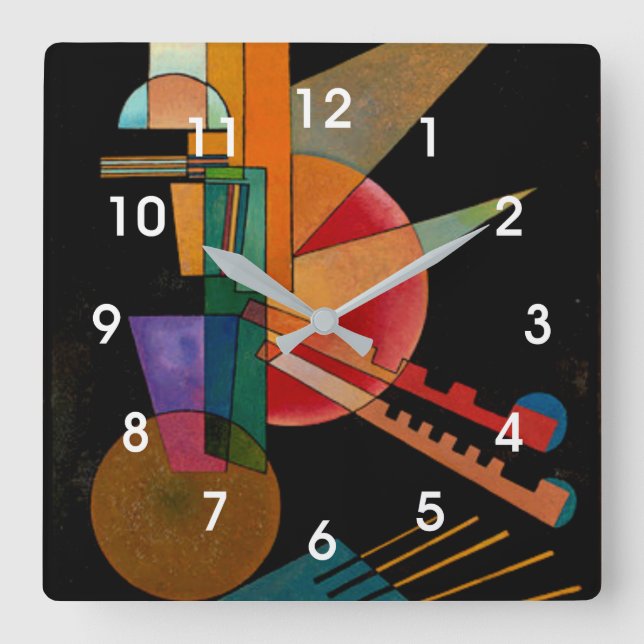 Relógio Quadrado Kandinsky - Interpretação Abstrata (Frente)