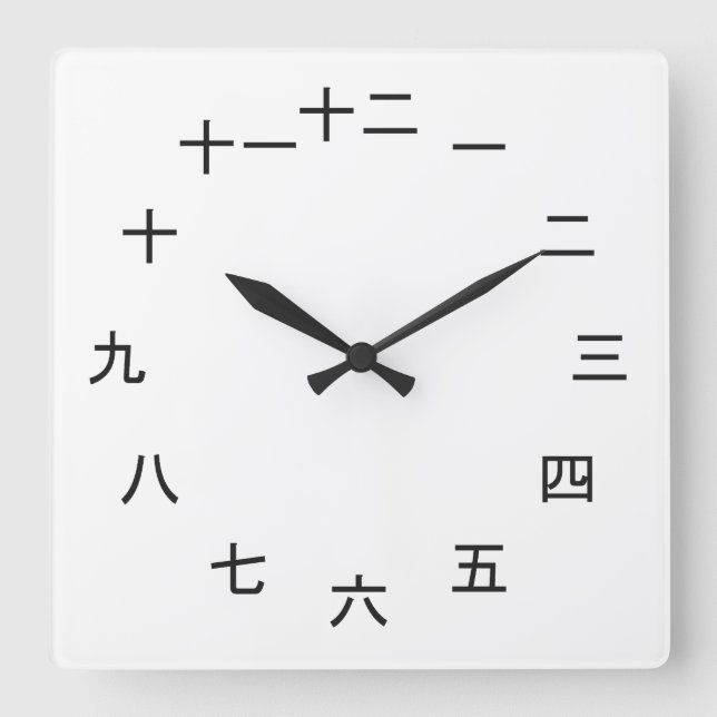 Relógio Quadrado Kanji Clock 1-12 (Frente)