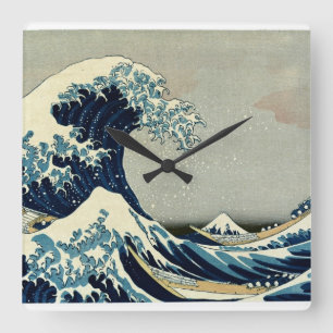 Relógio Quadrado Katsushika Hokusai é a onda de Excelentes de Kanag
