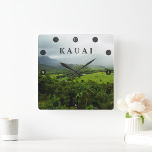 Relógio Quadrado Kauai, cena da paisagem no Havaí