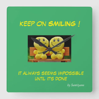 Relógio Quadrado ' Keep on smiling ' horloge murale carrée