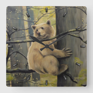 Relógio Quadrado Kermode Bear Clock Bear Art Wall Clocks Bear Decar