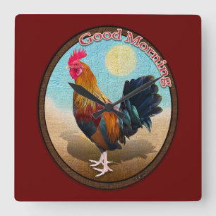 Relógio Quadrado Key West - Rooster Gypsy Bom Dia Vintage Oval