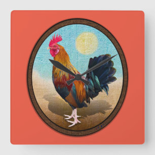 Relógio Quadrado Key West - Vintage Oval do Gypsy Rooster