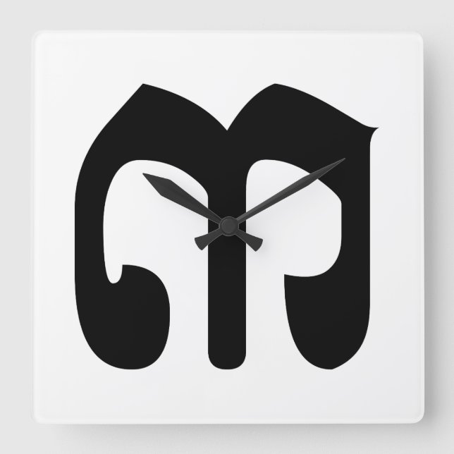 Relógio Quadrado Khmer Script do Cambojano Número 3 / Três / ៣ (Bei (Frente)