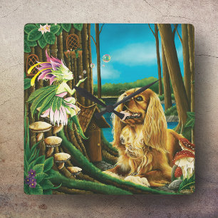 Relógio Quadrado King Charles Spaniel & Sprite