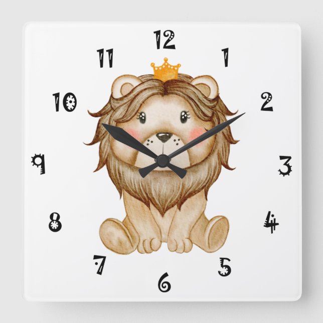 Relógio Quadrado King Lion Face Wall Clock (Frente)