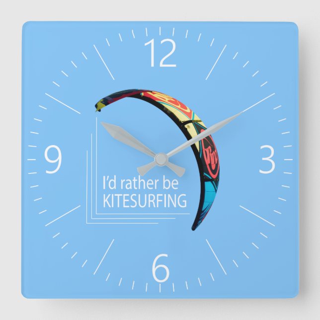 Relógio Quadrado Kitesurfing (Frente)