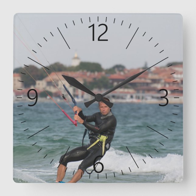 Relógio Quadrado Kitesurfing (Frente)