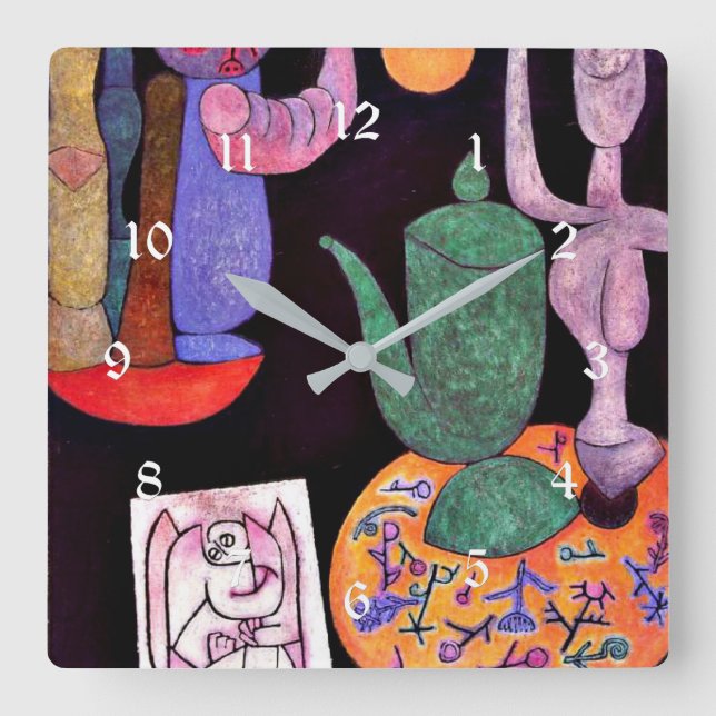 Relógio Quadrado Klee - Sem Título (Vida Estática) (Frente)