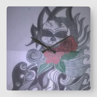 Relógio Quadrado klok met print van tattoo ontwerp btje