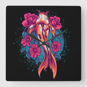 Relógio Quadrado Koi Fish