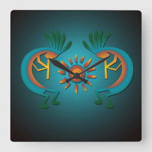 Relógio Quadrado Kokopelli Sun Southwest Clock