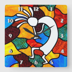 Relógio Quadrado Kokopelli - Vidro Estido