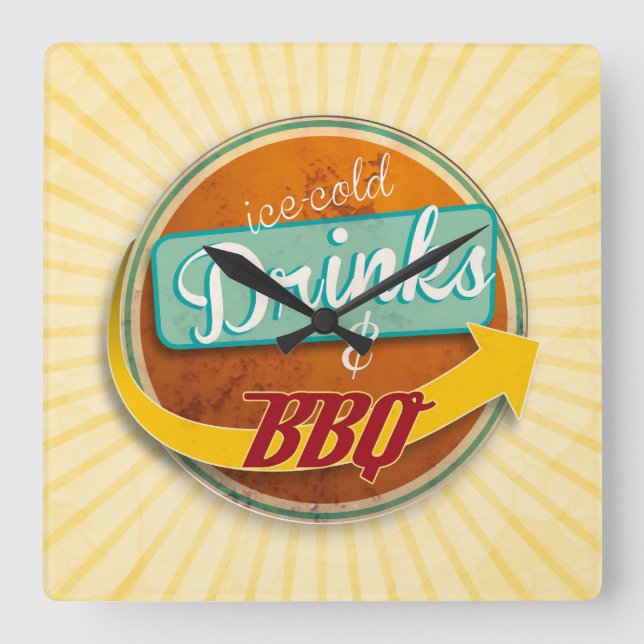 Relógio Quadrado Küchenuhr im 50er-Jahre-Style (Frente)