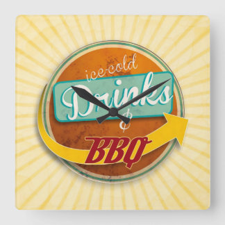 Relógio Quadrado Küchenuhr im 50er-Jahre-Style