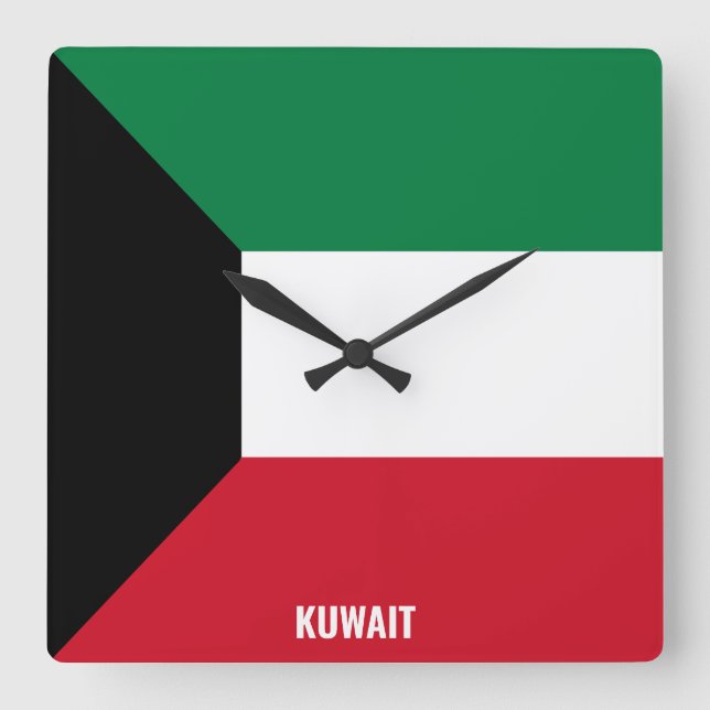 Relógio Quadrado Kuwait Flag Dazzling Patriotic (Frente)
