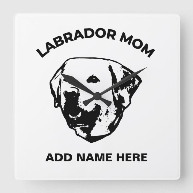 Relógio Quadrado Labrador Mãe (Frente)