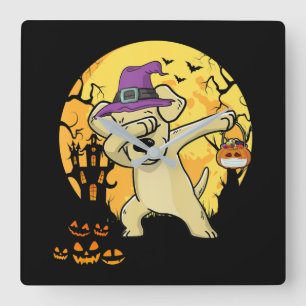 Relógio Quadrado Labrador Retriever Dabbing Witch Pumpkin Engraçad